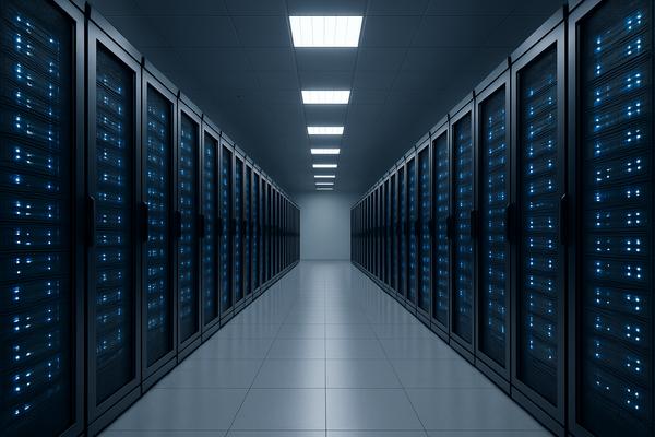 Modern server room representing secure and scalable technology infrastructure